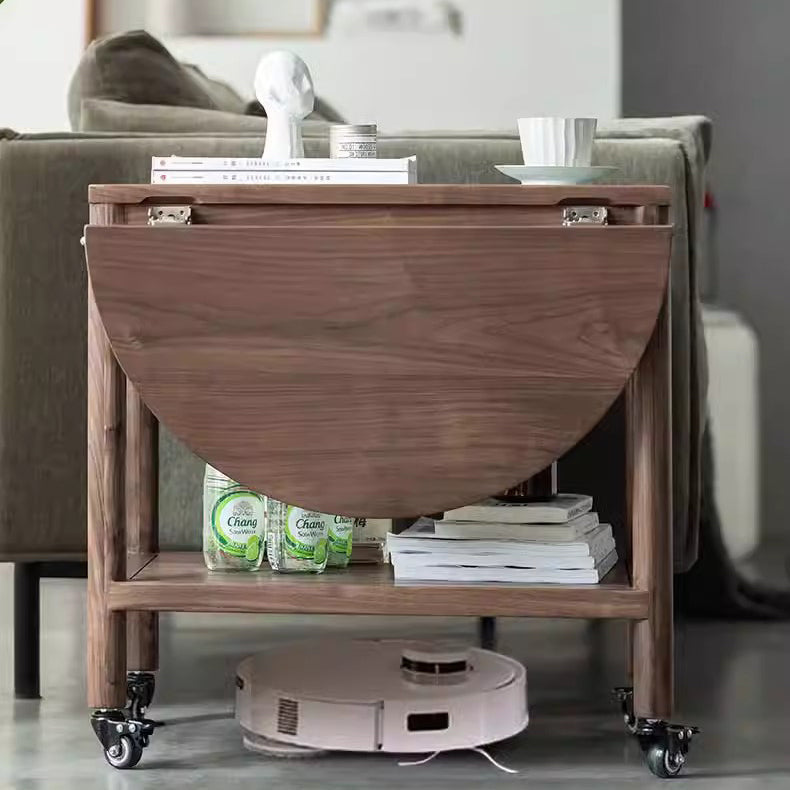Minimalist Oval Wood Metal Glass Side Table