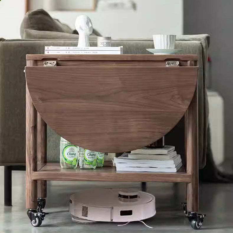 Minimalist Oval Wood Metal Glass Side Table
