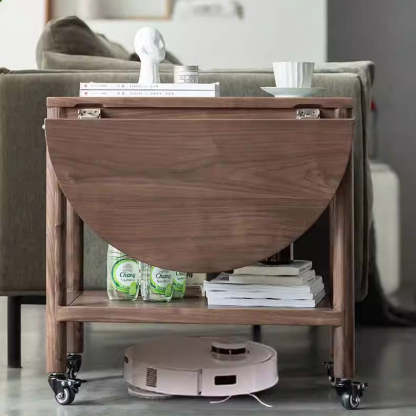 Minimalist Oval Wood Metal Glass Side Table