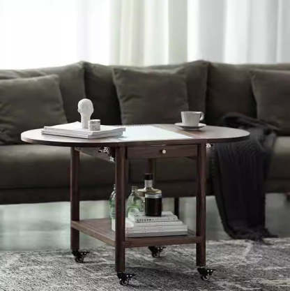 Minimalist Oval Wood Metal Glass Side Table