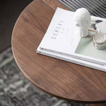 Minimalist Oval Wood Metal Glass Side Table