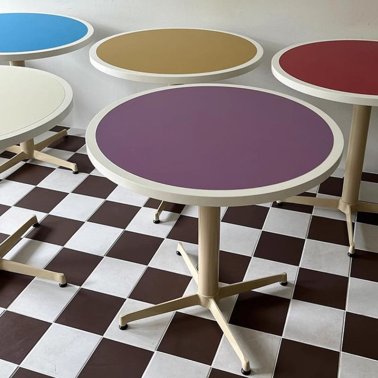 Minimalist Round Lacquered Metal Coffee Table — H