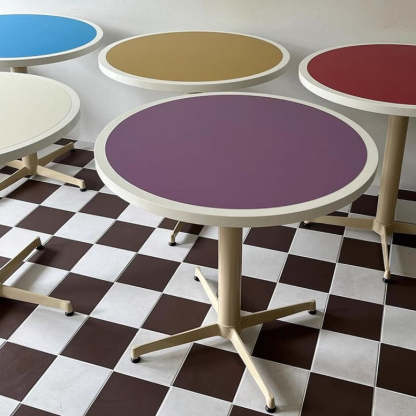 Minimalist Round Lacquered Metal Coffee Table — H