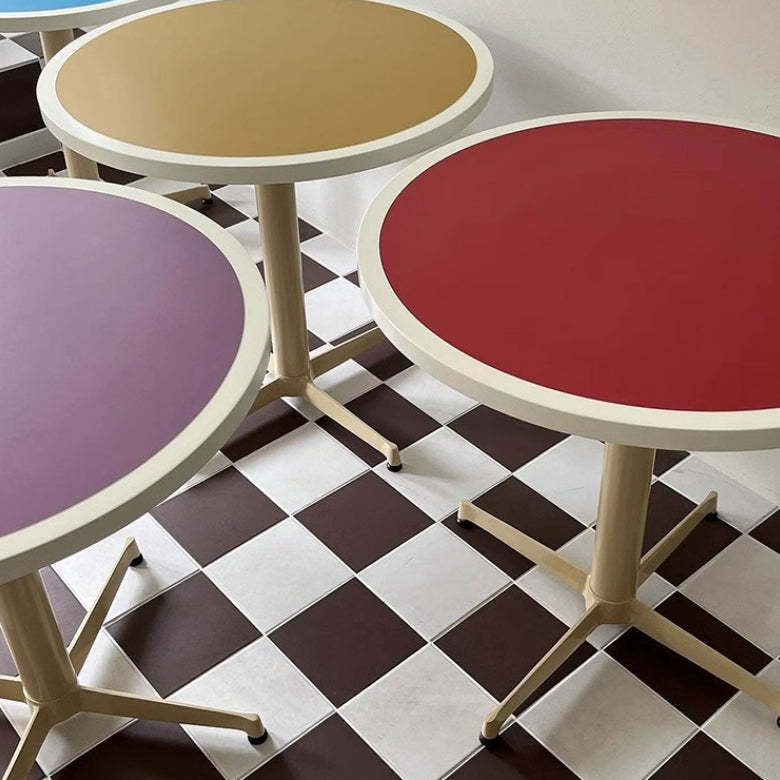Minimalist Round Lacquered Metal Coffee Table — F