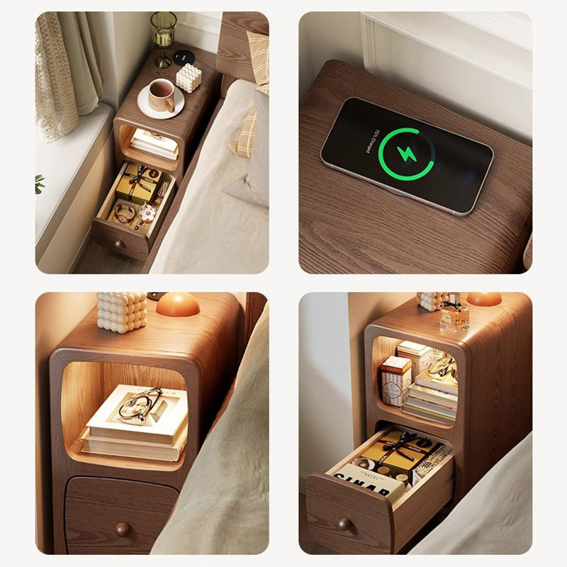 Modern Luxury Rubberwood Multi-Panel Nightstand