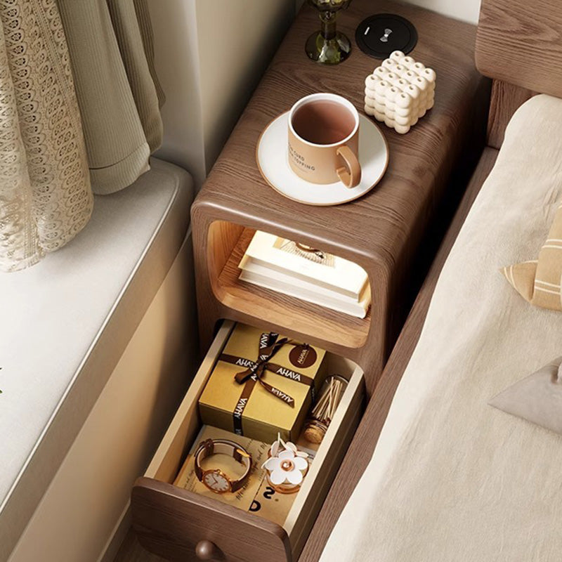 Modern Luxury Rubberwood Multi-Panel Nightstand