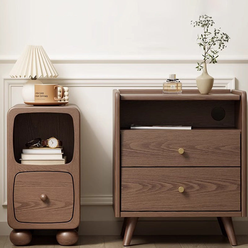 Modern Luxury Rubberwood Multi-Panel Nightstand
