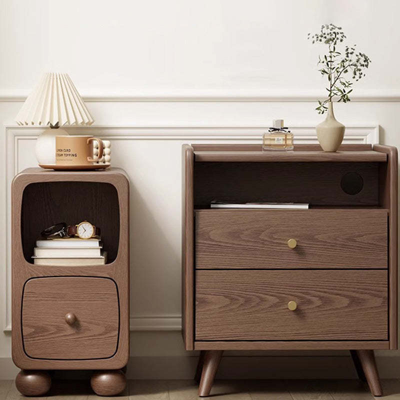 Modern Luxury Rubberwood Multi-Panel Nightstand