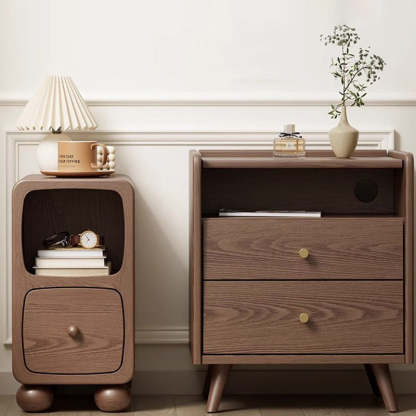 Modern Luxury Rubberwood Multi-Panel Nightstand