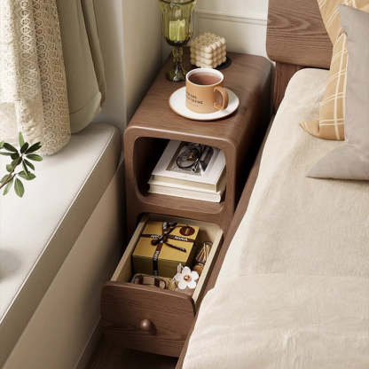 Modern Luxury Rubberwood Multi-Panel Nightstand