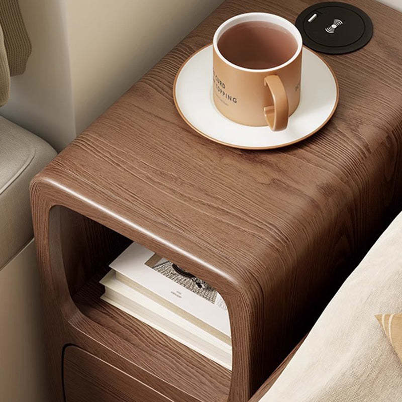 Modern Luxury Rubberwood Multi-Panel Nightstand — White