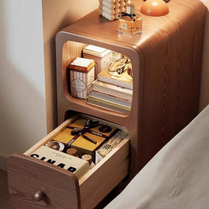 Modern Luxury Rubberwood Multi-Panel Nightstand