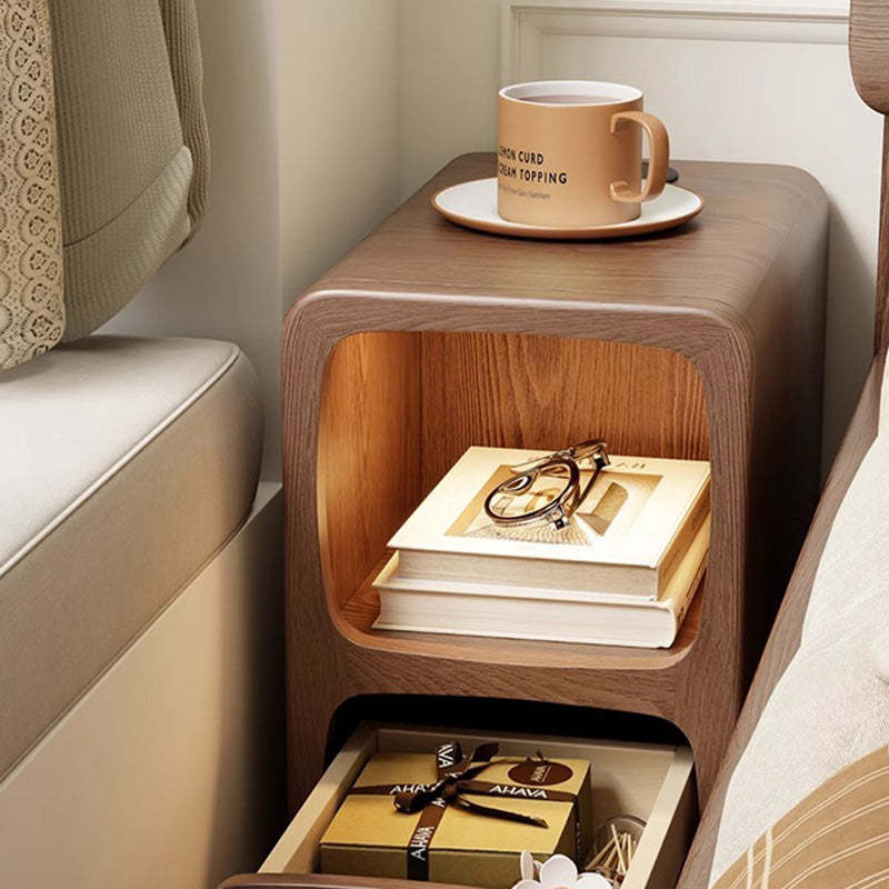 Modern Luxury Rubberwood Multi-Panel Nightstand
