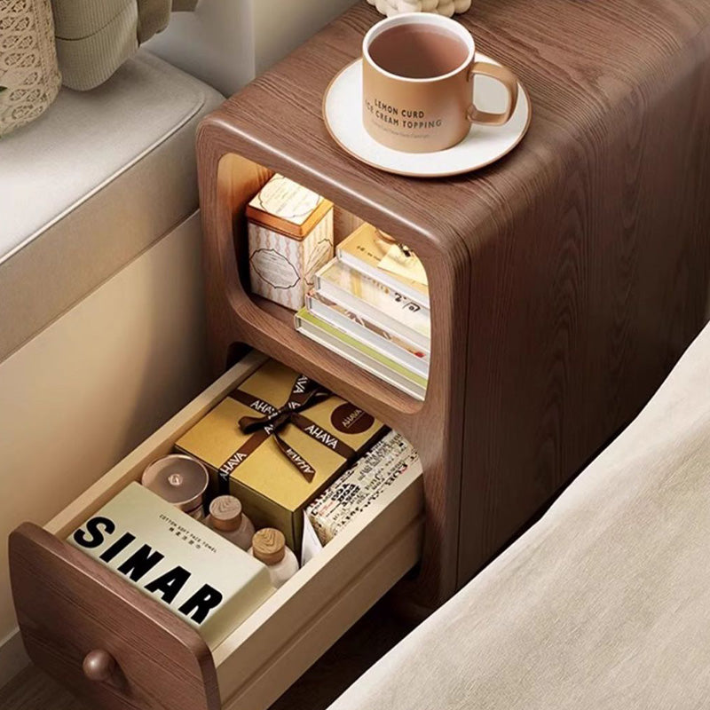 Modern Luxury Rubberwood Multi-Panel Nightstand