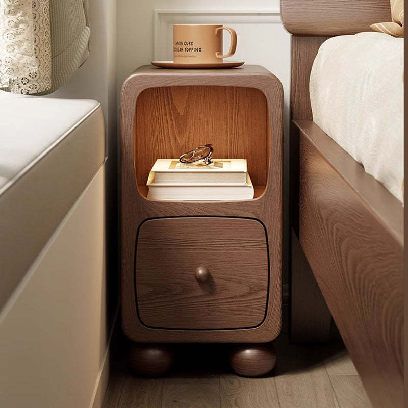 Modern Luxury Rubberwood Multi-Panel Nightstand