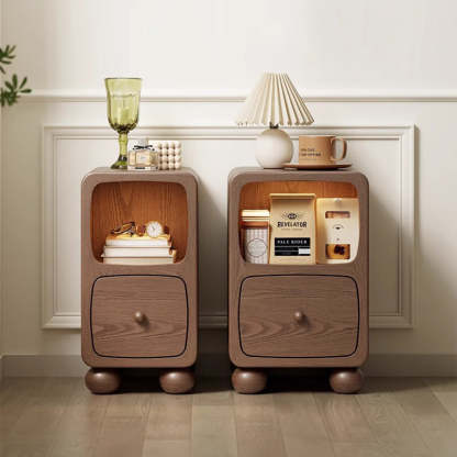 Modern Luxury Rubberwood Multi-Panel Nightstand