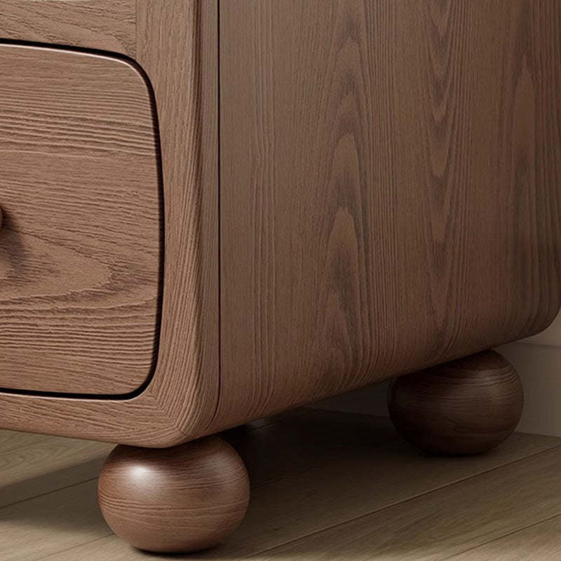 Modern Luxury Rubberwood Multi-Panel Nightstand