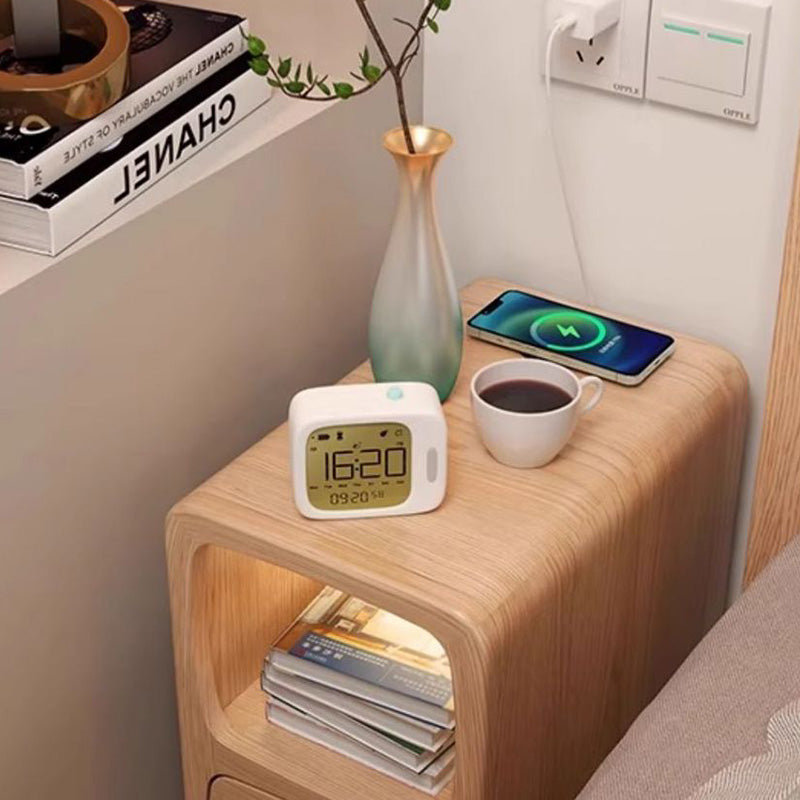 Modern Luxury Rubberwood Multi-Panel Nightstand
