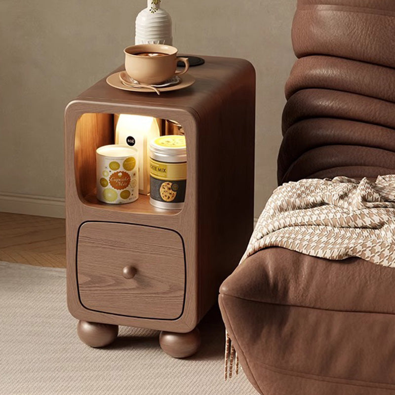 Modern Luxury Rubberwood Multi-Panel Nightstand