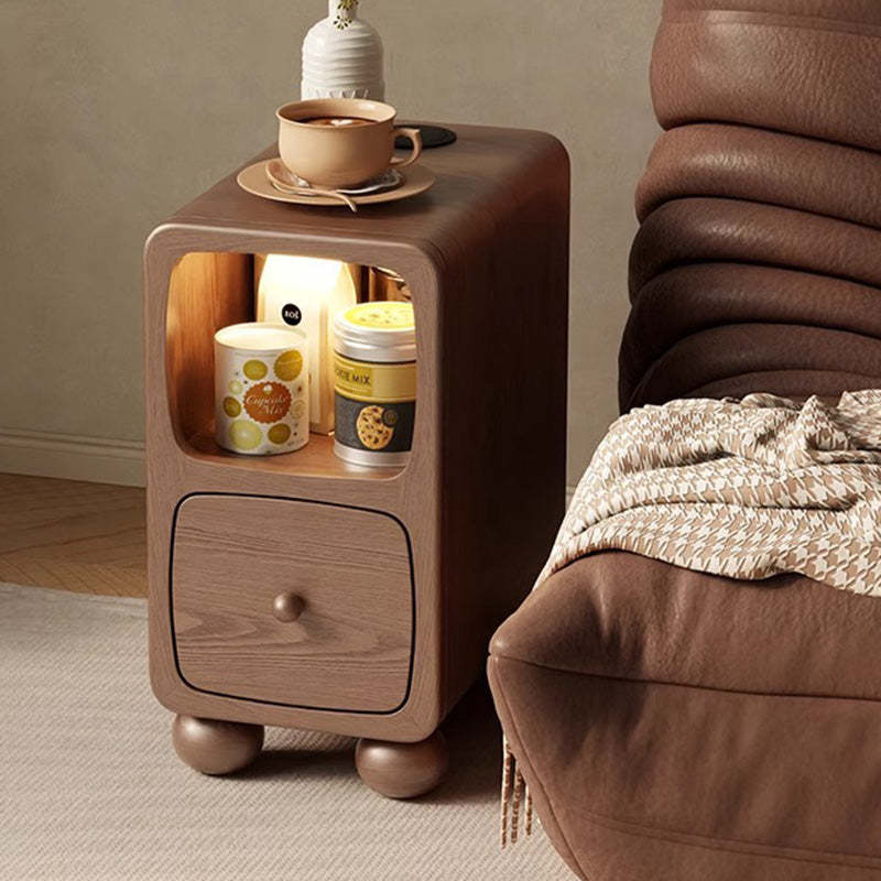 Modern Luxury Rubberwood Multi-Panel Nightstand