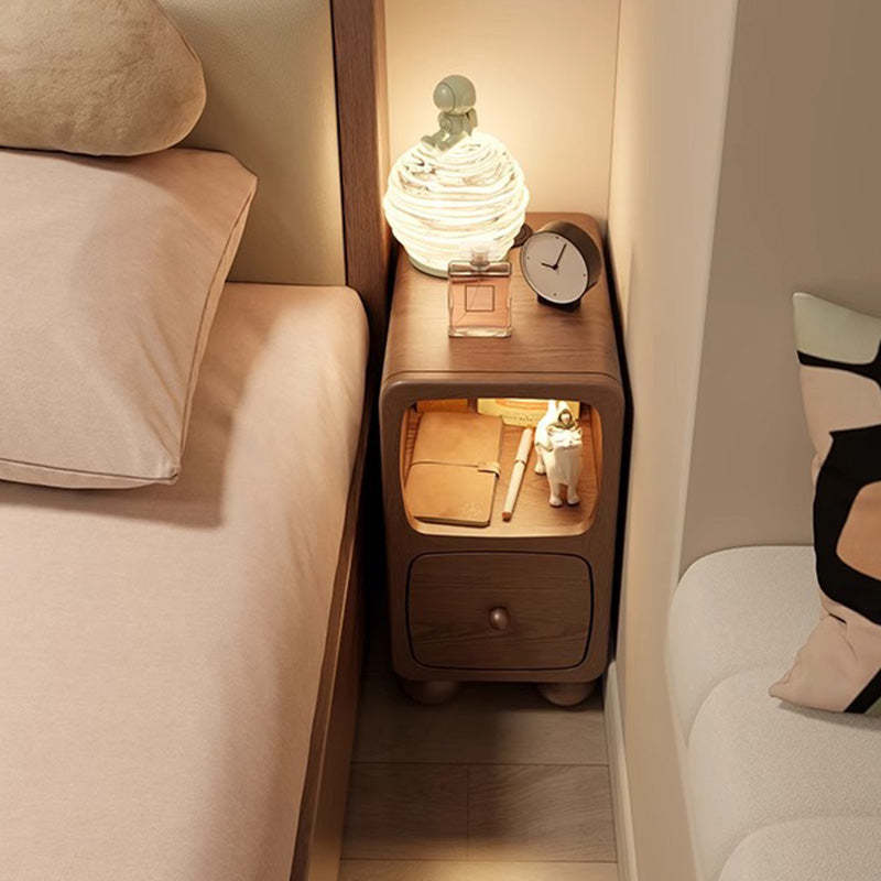 Modern Luxury Rubberwood Multi-Panel Nightstand