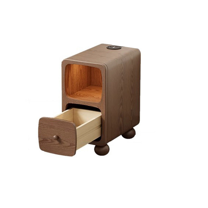 Modern Luxury Rubberwood Multi-Panel Nightstand