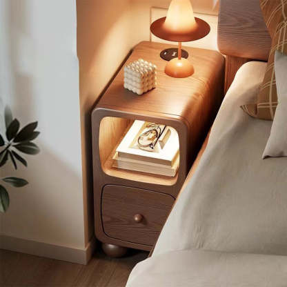 Modern Luxury Rubberwood Multi-Panel Nightstand