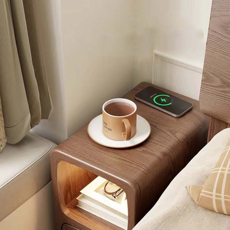 Modern Luxury Rubberwood Multi-Panel Nightstand