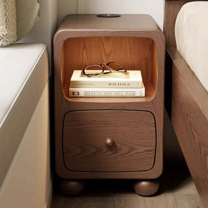 Modern Luxury Rubberwood Multi-Panel Nightstand