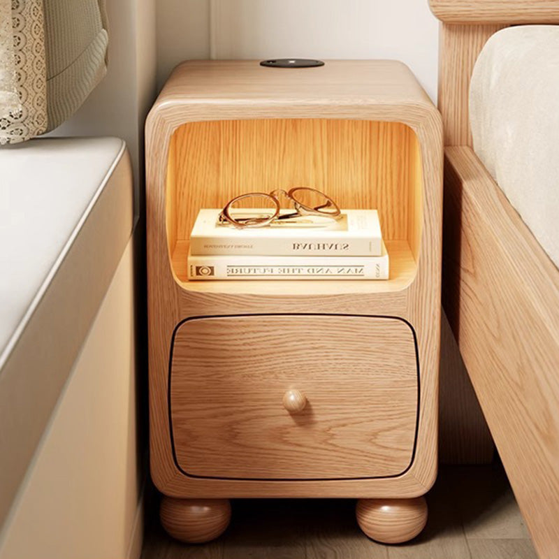 Modern Luxury Rubberwood Multi-Panel Nightstand
