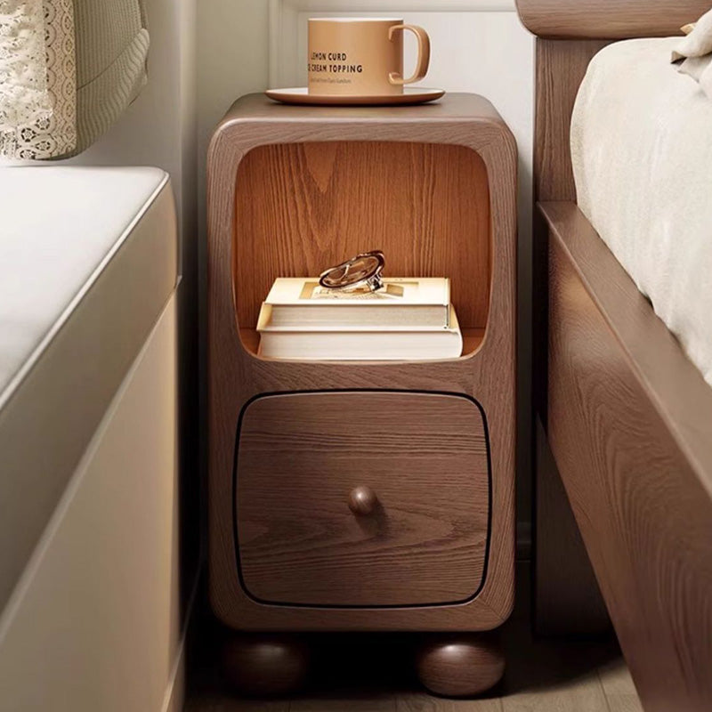 Modern Luxury Rubberwood Multi-Panel Nightstand
