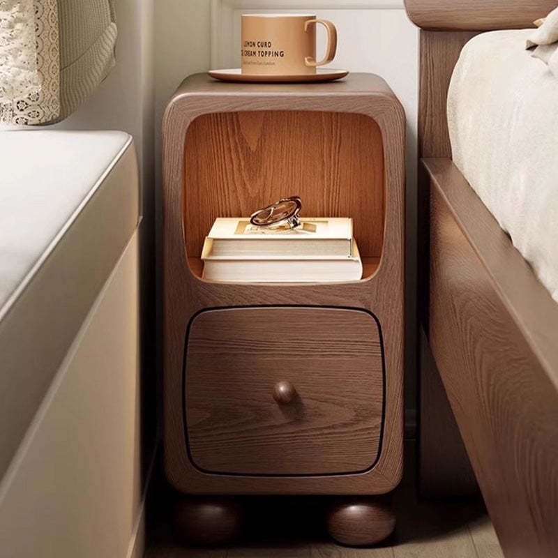 Modern Luxury Rubberwood Multi-Panel Nightstand