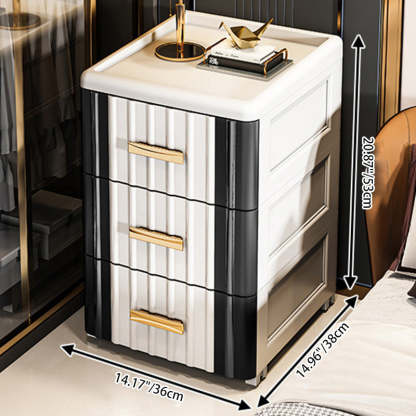 Scandinavian Plastic 3-Drawer Nightstand — Green - Small