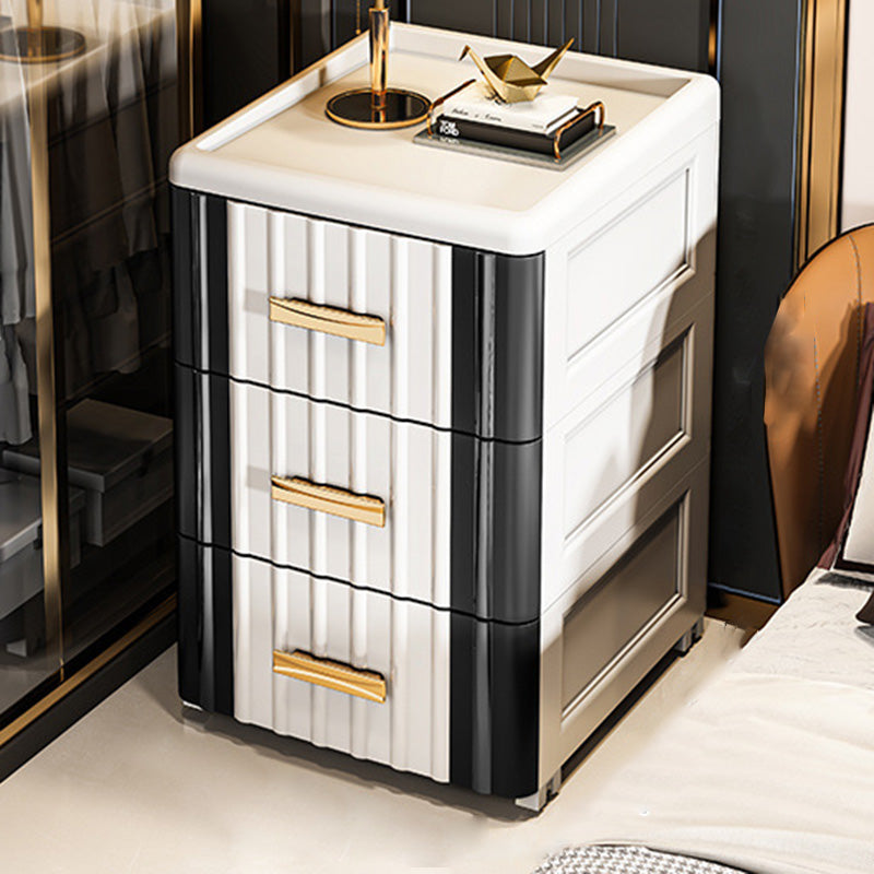 Scandinavian Plastic 3-Drawer Nightstand — Black - Small