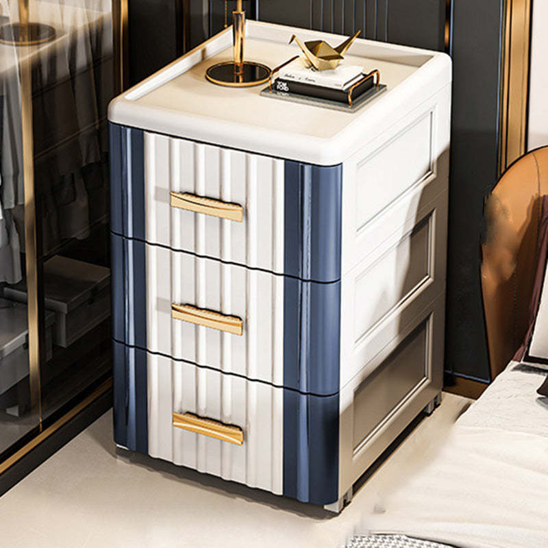 Scandinavian Plastic 3-Drawer Nightstand — Bule - Small