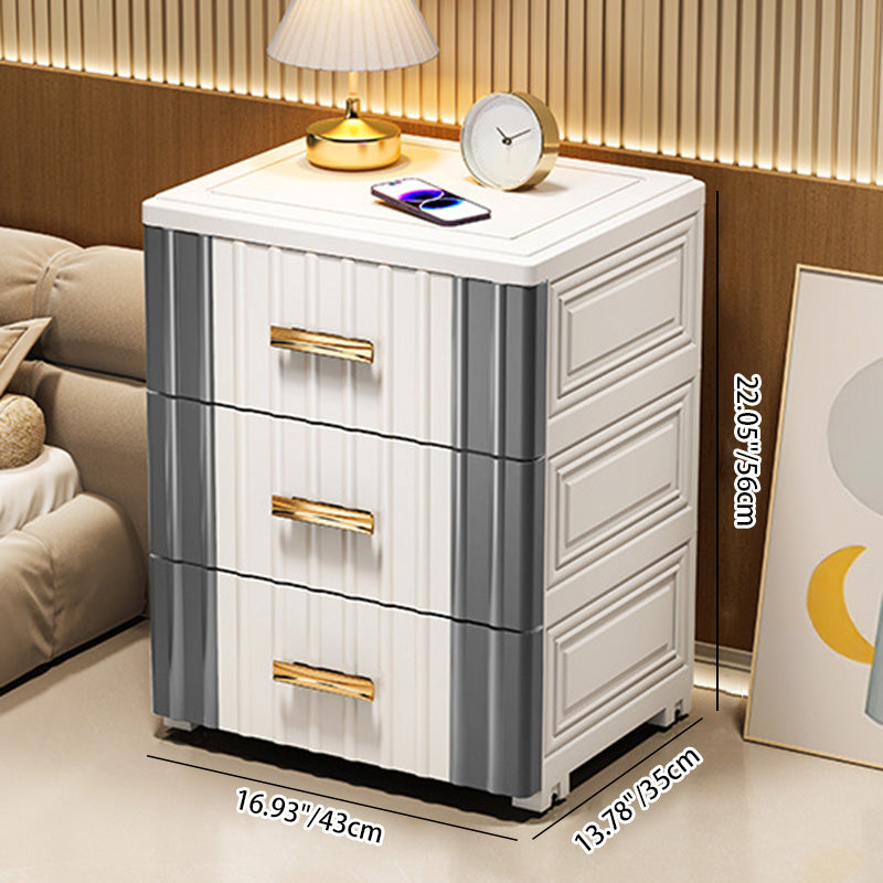 Scandinavian Plastic 3-Drawer Nightstand — Gray - Large