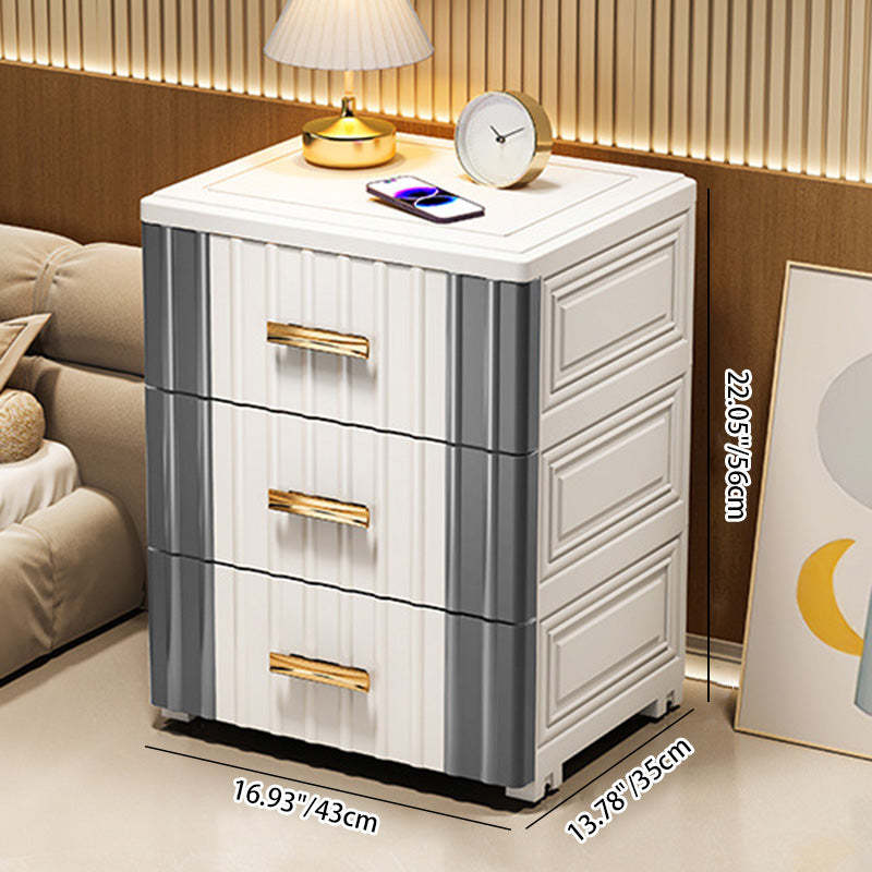 Scandinavian Plastic 3-Drawer Nightstand — Gray - Large