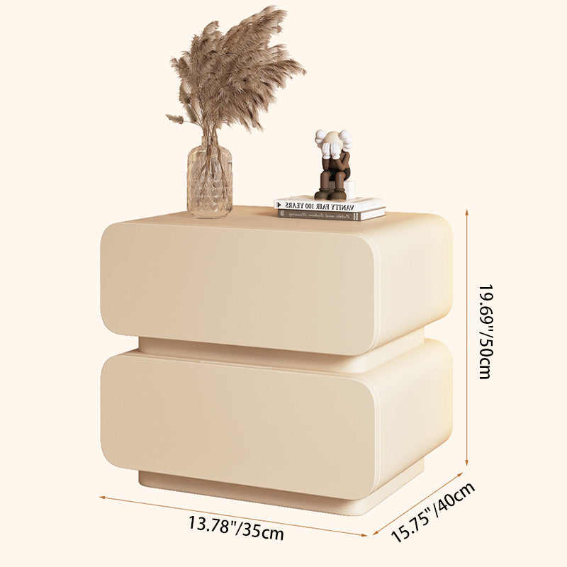 Minimalist Wood Metal 2-Drawer Nightstand — Light Yellow
