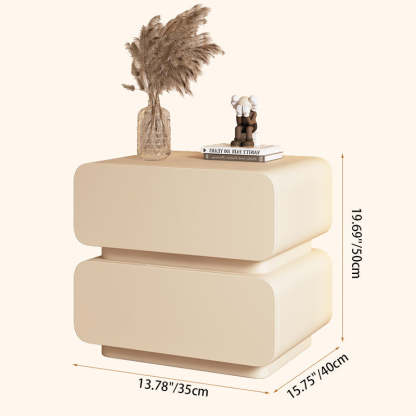 Minimalist Wood Metal 2-Drawer Nightstand — Light Yellow