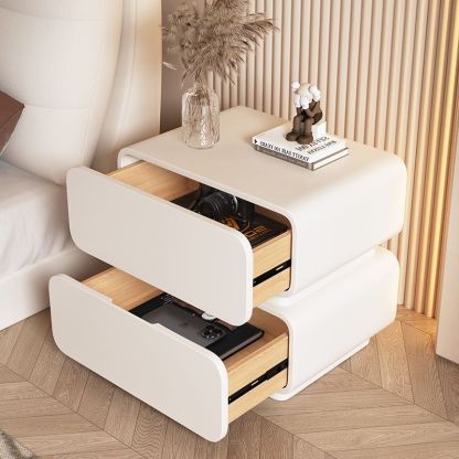 Minimalist Wood Metal 2-Drawer Nightstand