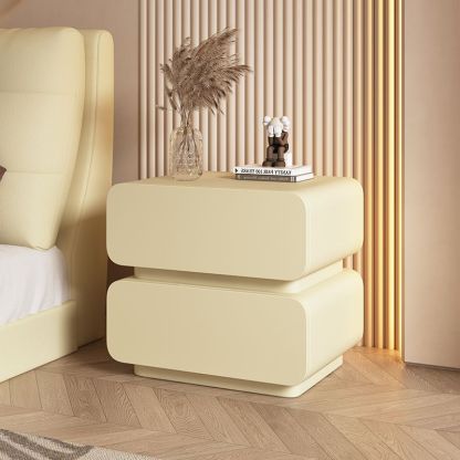 Minimalist Wood Metal 2-Drawer Nightstand