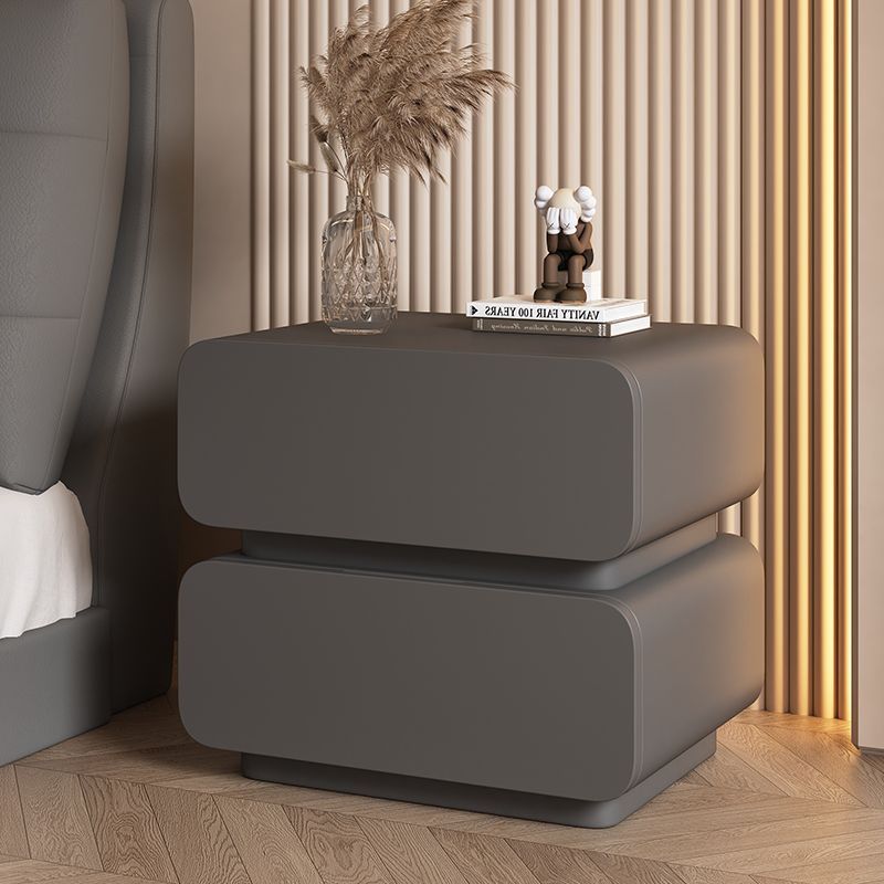 Minimalist Wood Metal 2-Drawer Nightstand