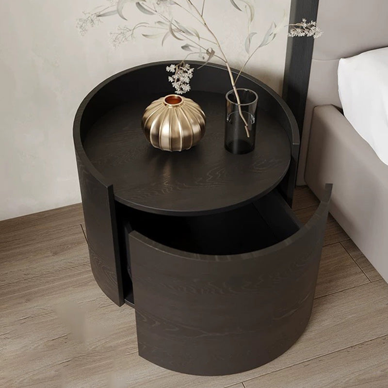 Minimalist Cylinder Solid Wood Nightstand