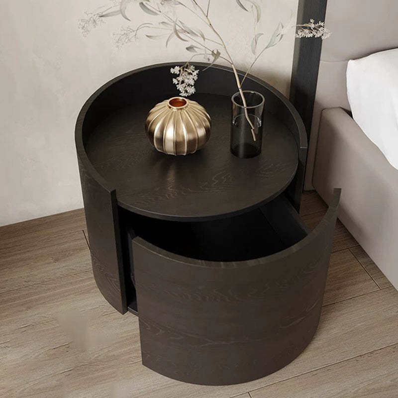 Minimalist Cylinder Solid Wood Nightstand