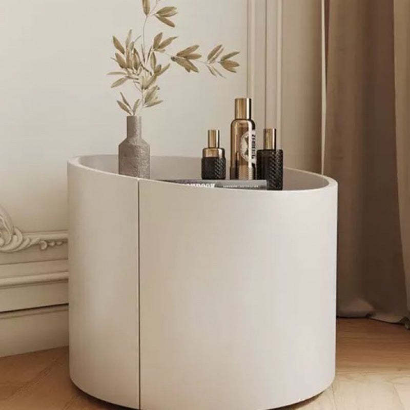 Minimalist Cylinder Solid Wood Nightstand — Black Walnut Color