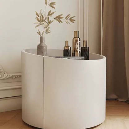 Minimalist Cylinder Solid Wood Nightstand — Black Walnut Color
