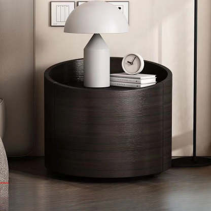 Minimalist Cylinder Solid Wood Nightstand — Black