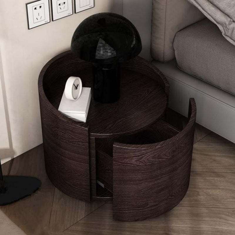 Minimalist Cylinder Solid Wood Nightstand