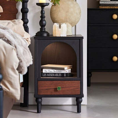 Vintage Solid Wood 1-Drawer Nightstand