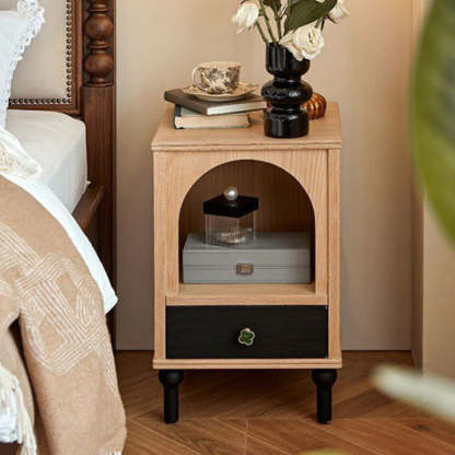 Vintage Solid Wood 1-Drawer Nightstand — Original Wood Color